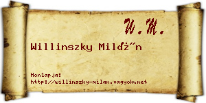 Willinszky Milán névjegykártya